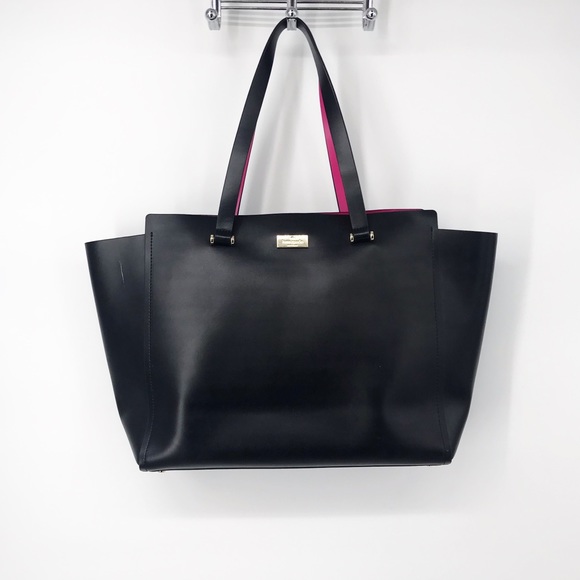 kate spade Handbags - Kate Spade : Large Black and Pink Leather Tote